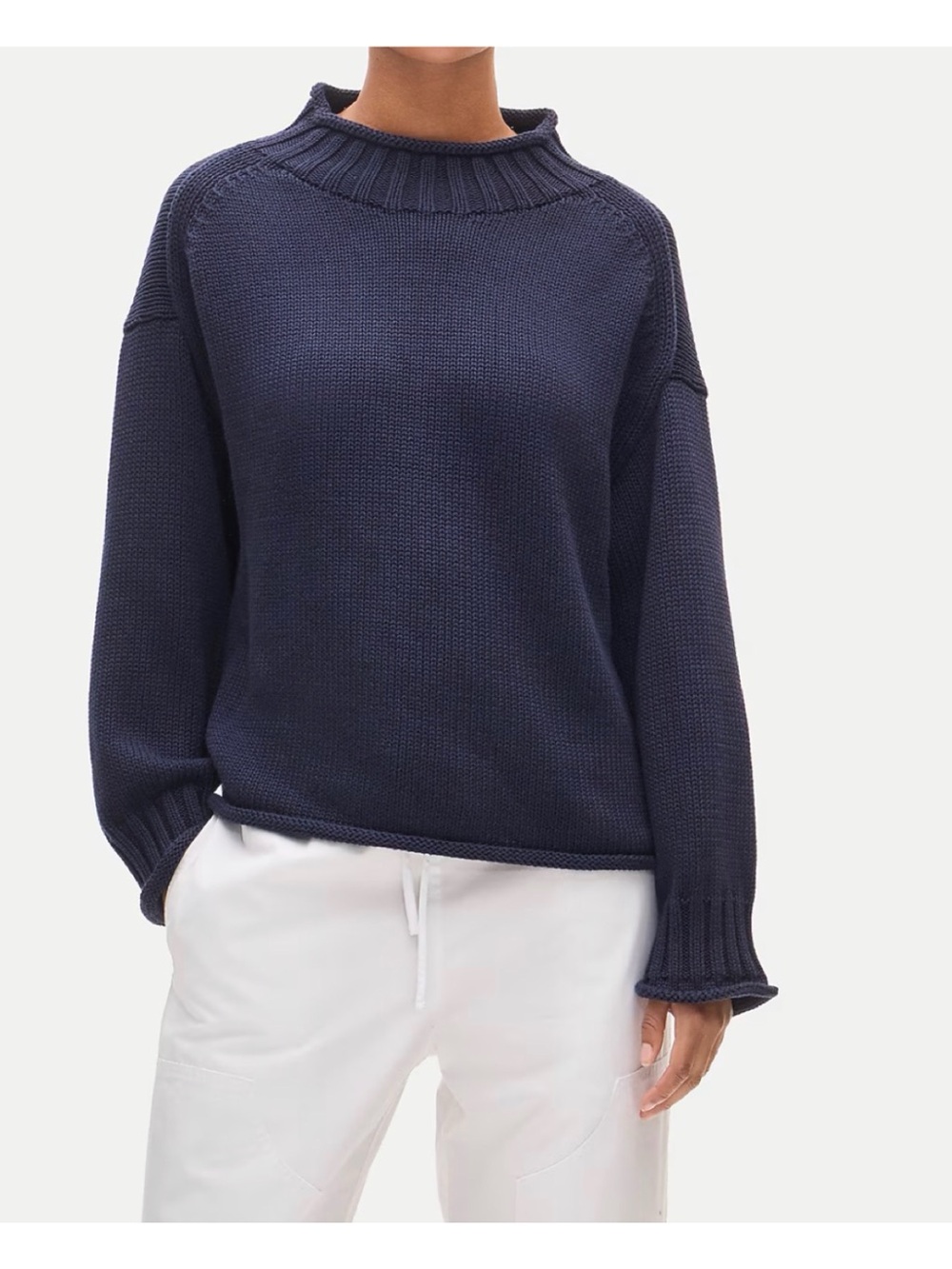 J. Crew Women's Navy 2025 Rollneck sweater Knitwear Preppy Fisherman size Medium